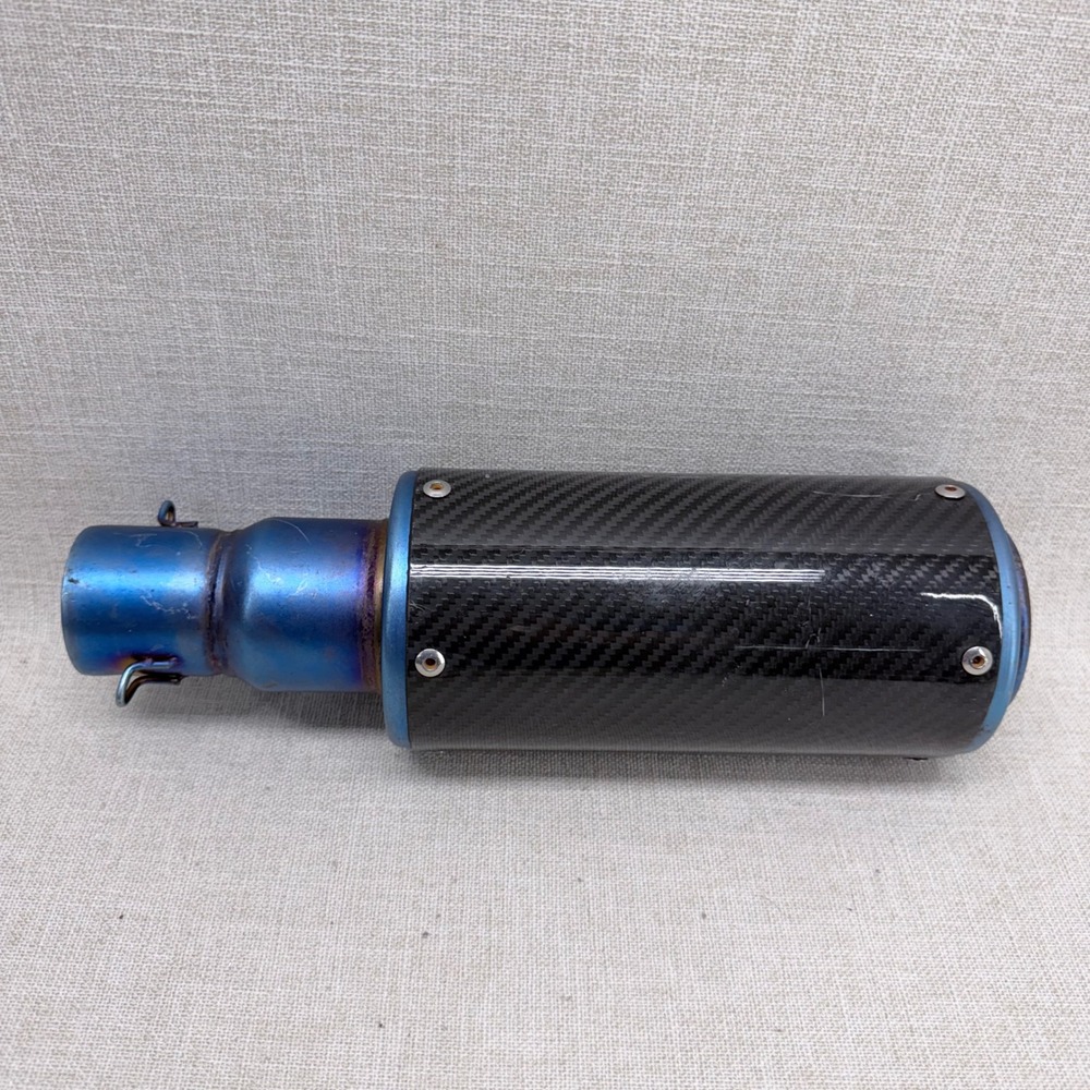 Universal Motorcycle Slip On Exhaust Muffler Carbon Fiber Burnt Blue 2 Inch In